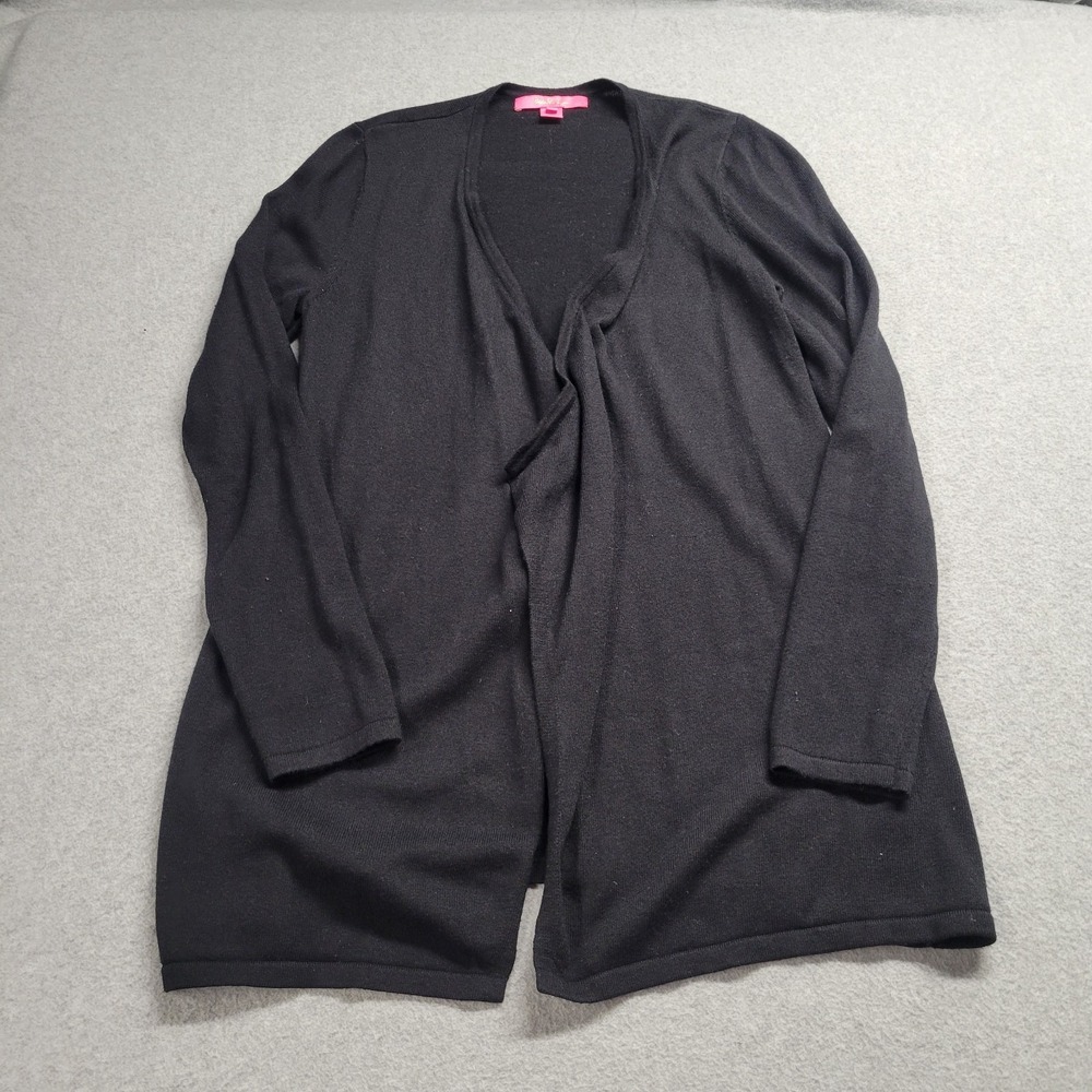 Lilly Pulitzer Black Open Front Draped Cardigan Sweater Cashmere Blend Medium